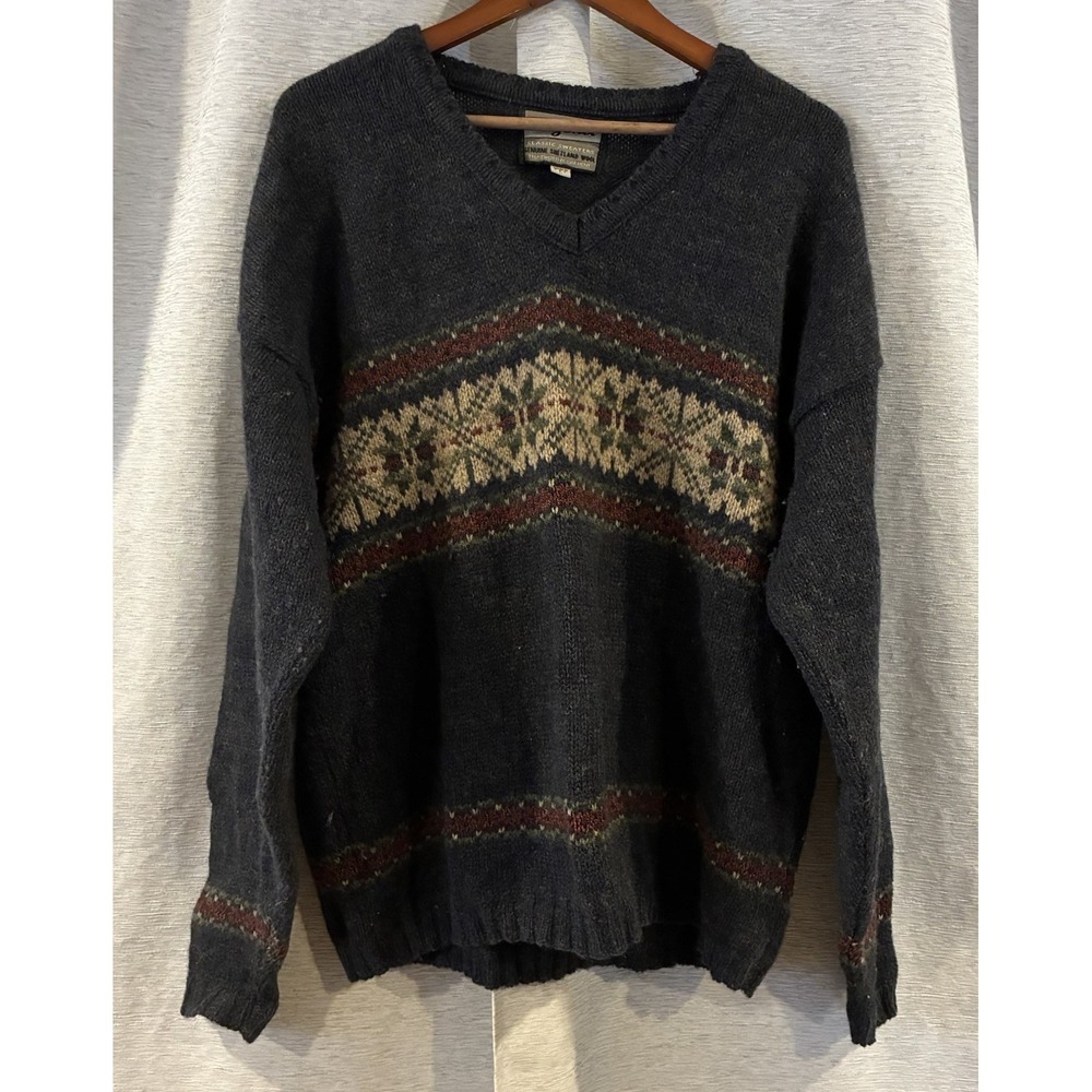 Legend Genuine Shetland Wool Made in‎ USA Navy Blue men's Large Sweater
